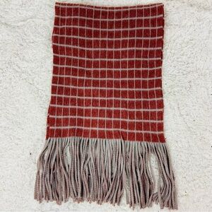 Look Red and Gray large comfy cozy Checkered blanket Scarf with Fringe